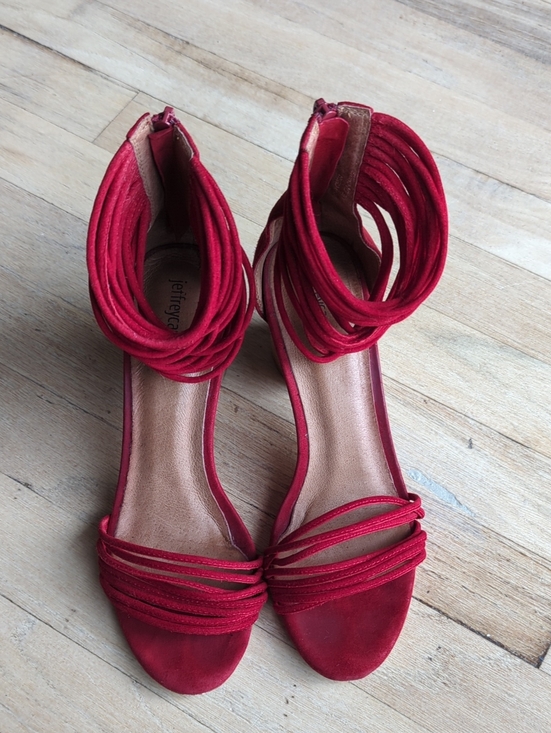 Jeffrey Campbell Shoes - Jeffrey Campbell In Size 8 Strappy Leather Heels Cherry Red 🍒♥️